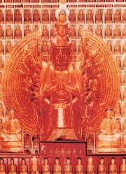 The Bodhisattava's image shows a thousand hands and a thousand eyes, but actually, Guanshiyin Bodhisattava's hands and eyes are infinite